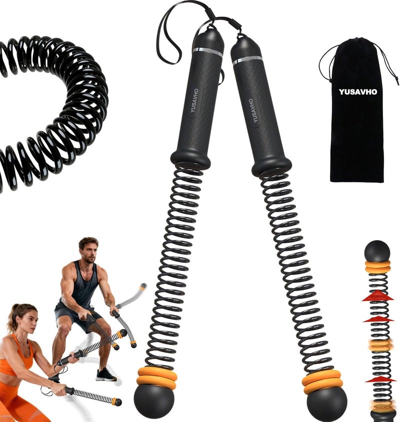 YUSAVHO Adjustable Ropeless Battle Ropes for Home Gym for Men & Women, Heavy Duty Cordless Battle Rope with Storage Bag,Exercise Ropes with Variable Resistance, Strength & Low-Impact Cardio for HIIT(Black) - Image 1